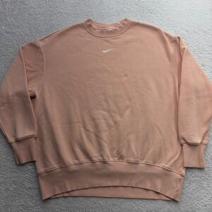 Nike Sportswear Essential Oversized Fleece Crewneck Sweatshirt Peach Pink Medium
